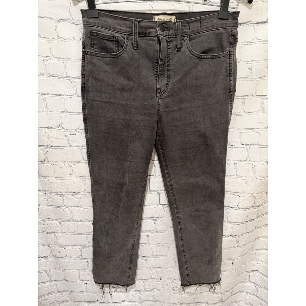 MADEWELL Stovepipe Womens Jeans Black Denim Size 29P Cutoff Raw Ankle